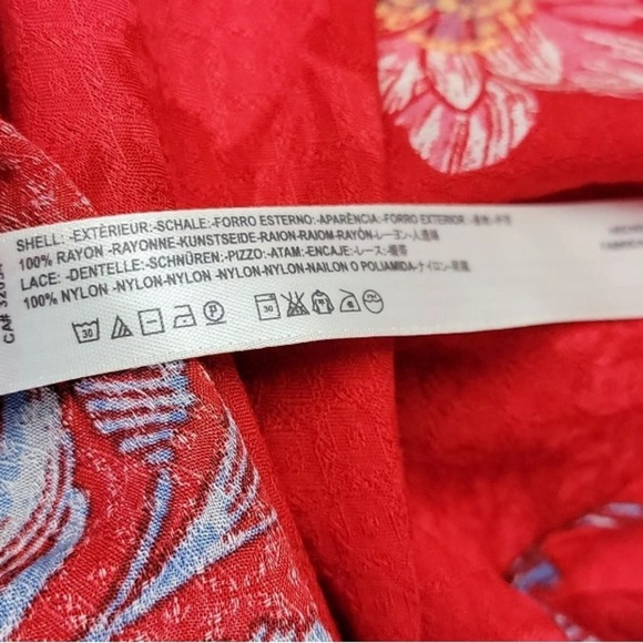 Free People Intimately Marnie Red Floral Backless Mini V-Neck Sundress SZ S - Picture 8 of 8